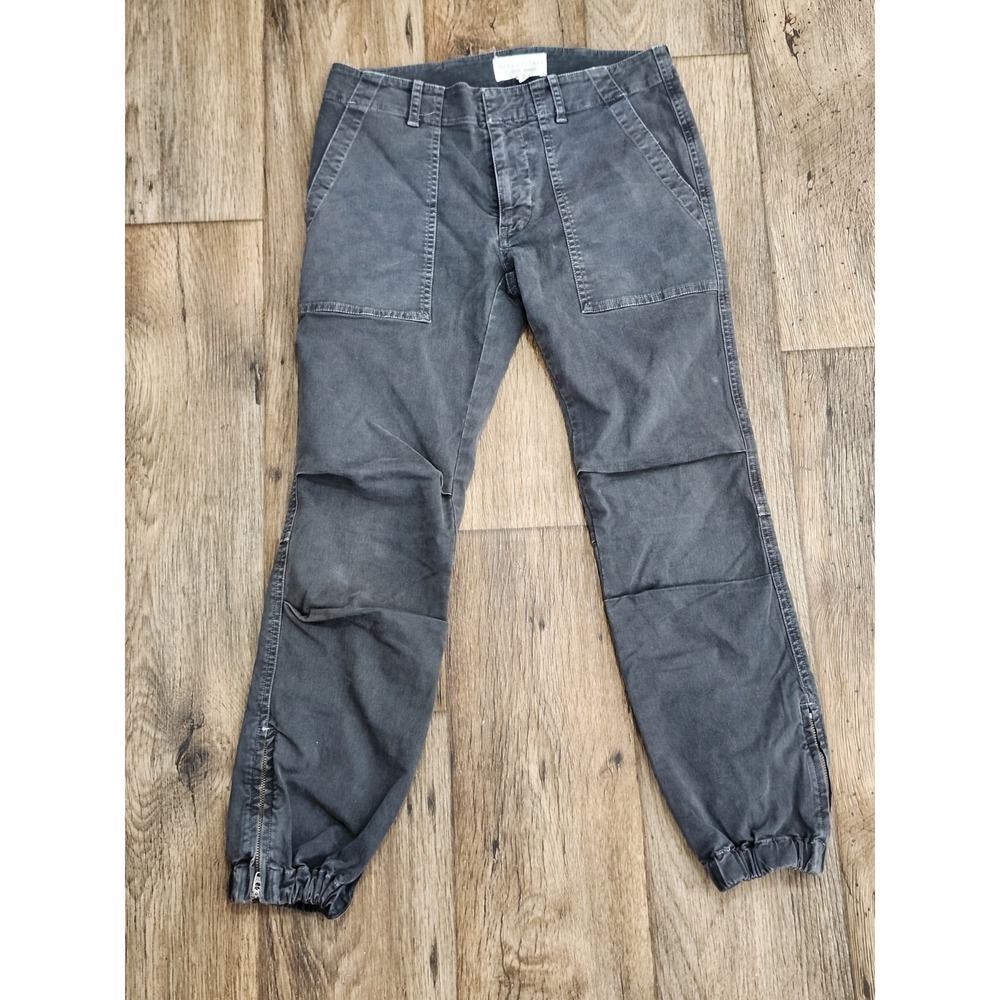 Nili Lotan Cropped Pants 0 Army Military Jogger Dark Charcoal Grey Ankle zippers
